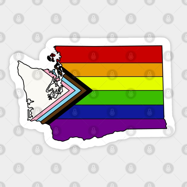 Progress Pride flag - Washington Sticker by TheUndeadDesign